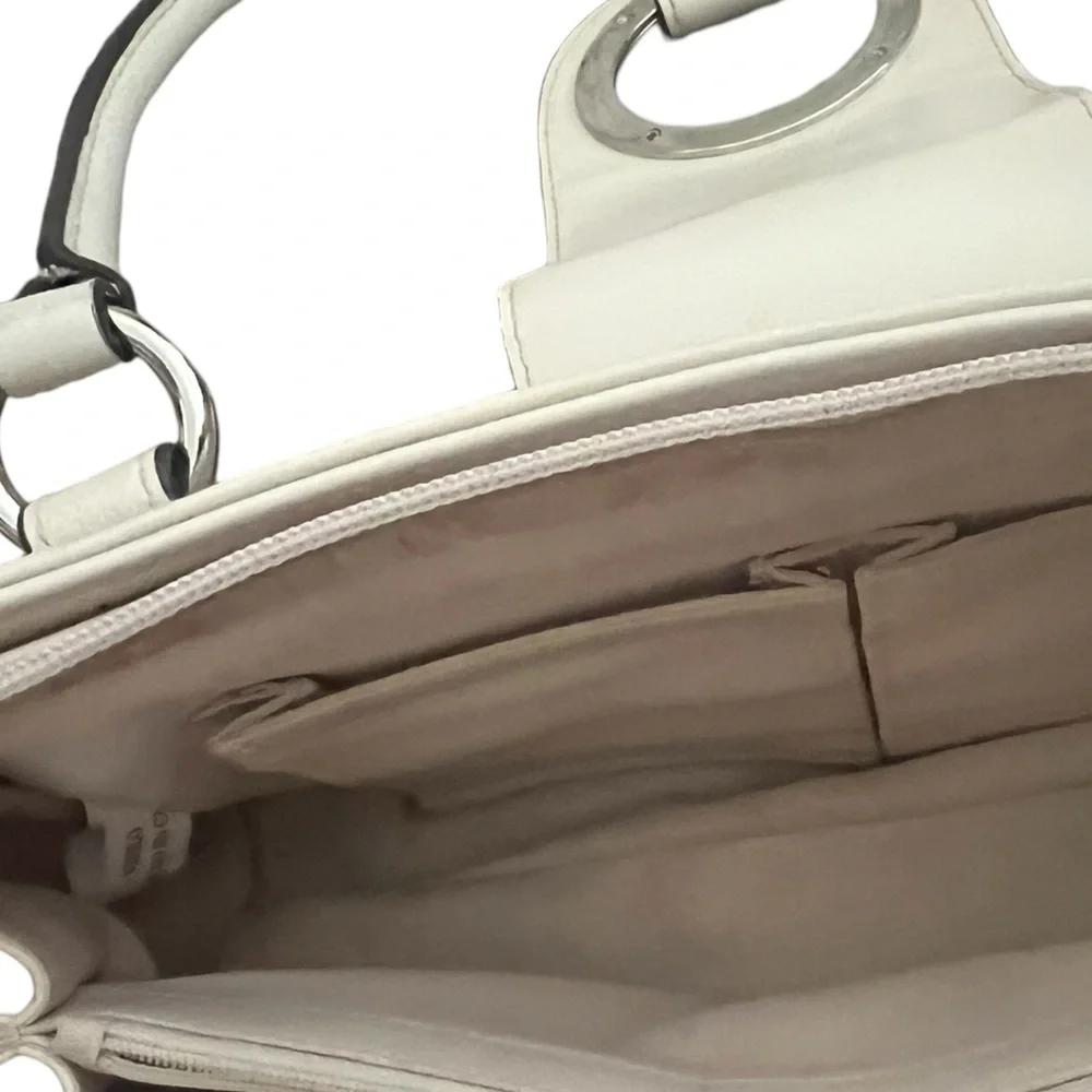 Hillard & Hanson | Y2K purse cream leather medium size shoulder bag